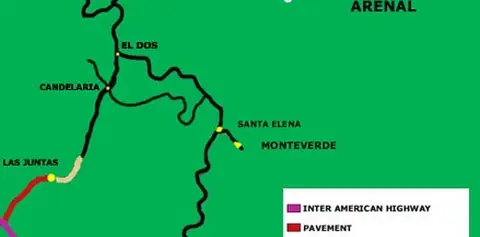 Roads around the Arenal Lake and the routes to Monteverde Costa Rica