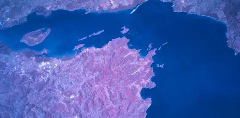 Satellite image of Puntarenas and the Nicoya Peninsula Costa Rica