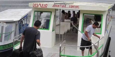 Boarding the Taxi Boat Taxi with Luggage