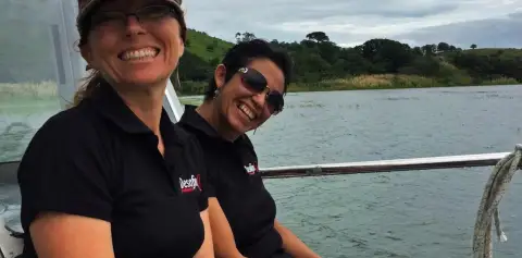 Happy Passengers on Taxi Boat Taxi